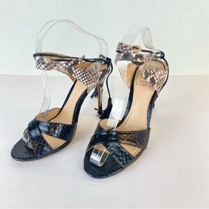 Vince Camuto Kendalynn Snakeskin Print Ankle Wrap Around Stiletto Heels S 8-1/2